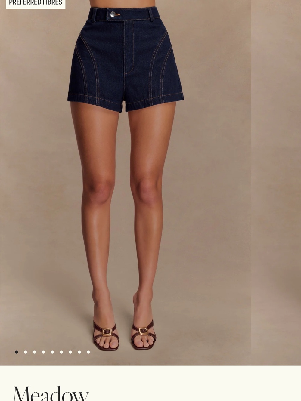 Meshki Dark Blue High-Waist Denim Shorts